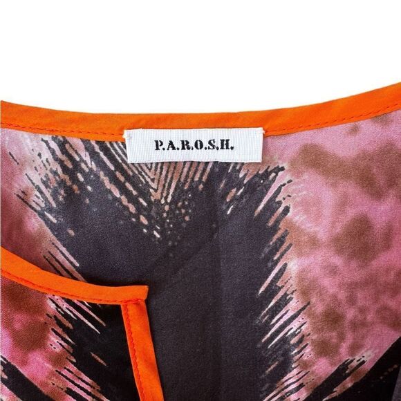P.A.R.O.S.H. silk sunset palm tree tunic blouse NWT M - Picture 2 of 4